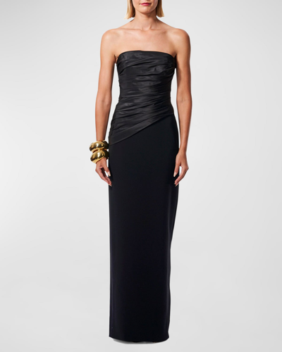 Shop Carolina Herrera Strapless Ruched Bodice Gown With Corset Boning In Black