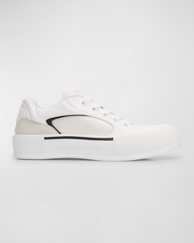 Shop Alexander Mcqueen Men's Skate Deck Plimsoll Sneakers In White-black
