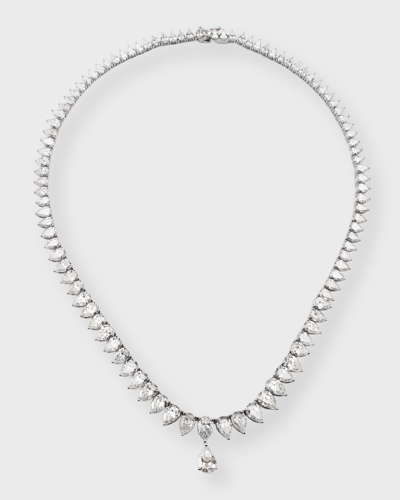 Shop Neiman Marcus Lab Grown Diamonds Lab Grown Diamond 18k White Gold Pear Line Necklace, 17"l, 37.3ctw