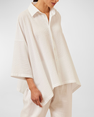Shop Eskandar Dps Short-sleeve Shirt With Collar (mid Plus Length) In White