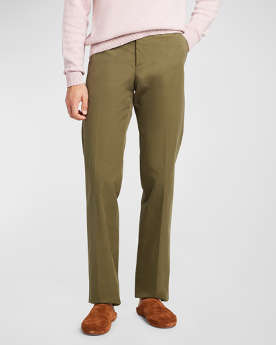 Shop Loro Piana Men's Merse Gabardine Straight-fit Pants In Leaf Tea