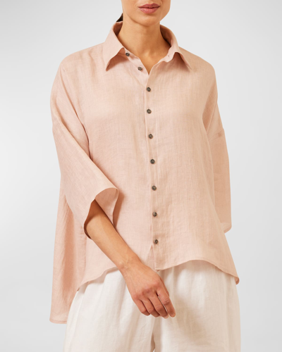 Shop Eskandar Wide A-line Collar Shirt (mid Length) In Rosepowder