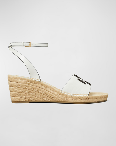 Shop Tory Burch Ines Leather Double T Espadrilles In Gardenia