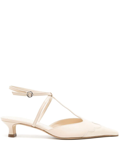 Shop Aeyde Saga Nappa/patent Calf Leather Creamy Shoes In Nude & Neutrals