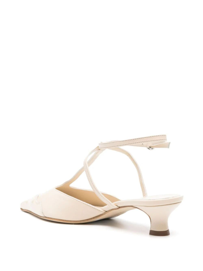 Shop Aeyde Saga Nappa/patent Calf Leather Creamy Shoes In Nude & Neutrals