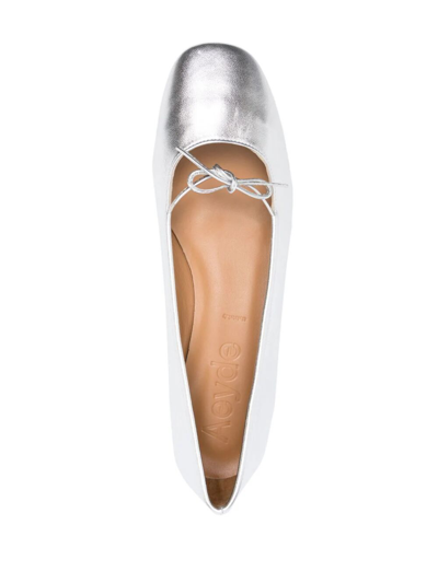 Shop Aeyde Darya Laminated Nappa Leather Silver Shoes In Metallic