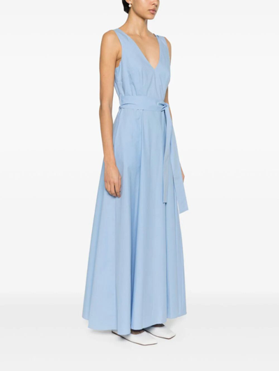 Shop P.a.r.o.s.h Wide Shoulder Dress In Blue