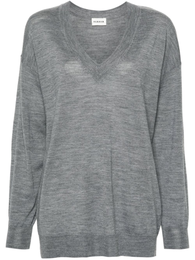 Shop P.a.r.o.s.h Oversized V Neck Sweater In Grey