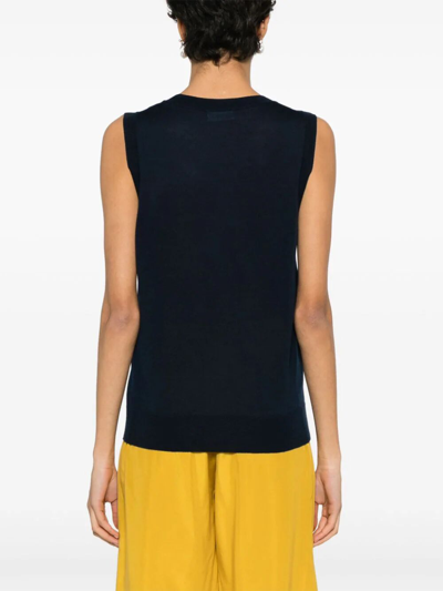 Shop P.a.r.o.s.h Sleeveless Crew Neck Sweater In Blue