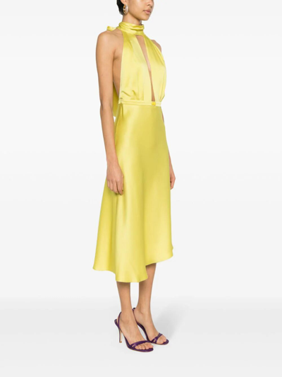 Shop Elisabetta Franchi Satin Dress In Yellow & Orange