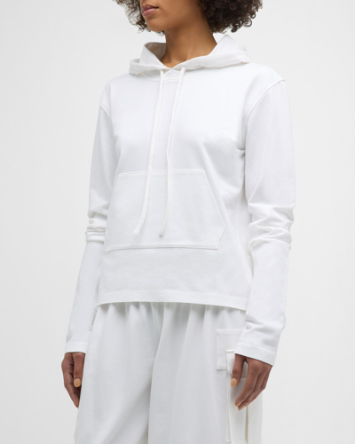 Shop Norma Kamali Stretch Terry Hooded Top In Snow White