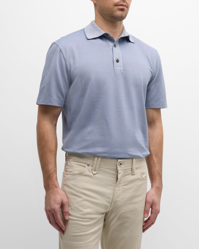 Shop Brioni Men's Cotton Polo Shirt In Medium Green Soli