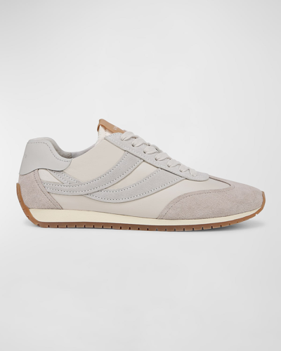 Shop Vince Oasis Mixed Leather Retro Sneakers In Off Whiterockhorc