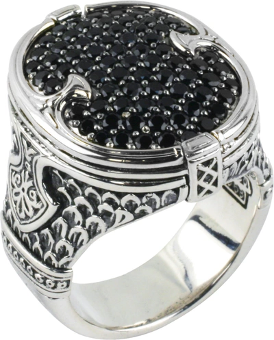 Shop Konstantino Plato Sterling Silver & Black Spinel Pave Ring Dmk2014-292 Size 10 In Multi