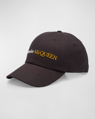 Shop Alexander Mcqueen Men's Bicolor Logo 6-panel Baseball Hat In Black And Beige