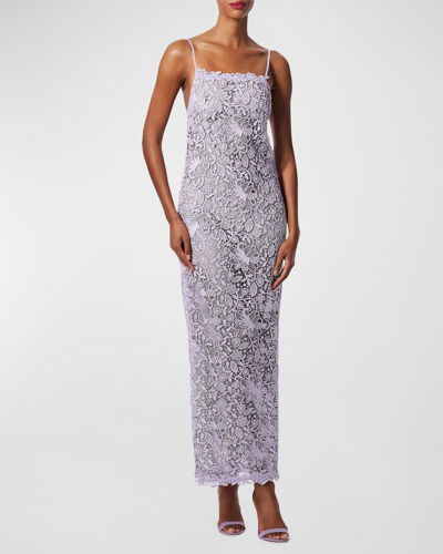 Shop Carolina Herrera Lace Column Gown In Lilac