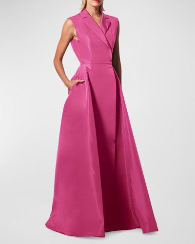 Shop Carolina Herrera Sleeveless Trench Gown With Pockets In Rose