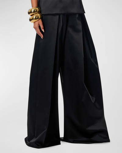 Shop Carolina Herrera Pleated Wide-leg Pants In Black