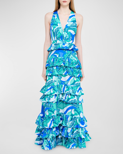 Shop Paolita Blue Lagoon Delphine Maxi Dress