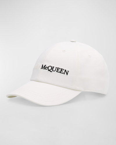 Shop Alexander Mcqueen Men's Bicolor Logo 6-panel Baseball Hat In Natural