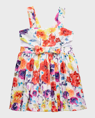 Shop Helena Girl's Cutout Bow Floral Sundress In Multi Floral