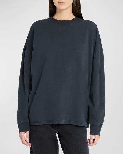 Shop The Row Dolino Long-sleeve Cotton Top In Black