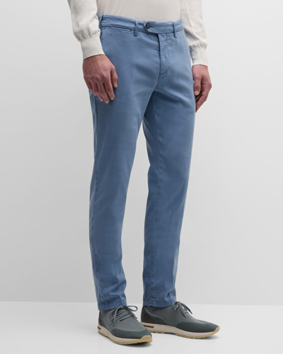 Shop Canali Men's Slim Flat-front Pants In Med Blue