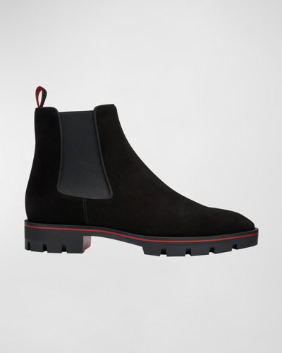 Shop Christian Louboutin Men's Alpinosol Lug Sole Chelsea Boots In Black