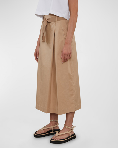 Shop Peserico Pleated Belted A-line Midi Skirt In Rope