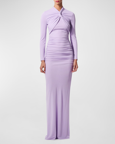 Shop Carolina Herrera Gathered Jersey Gown In Lilac