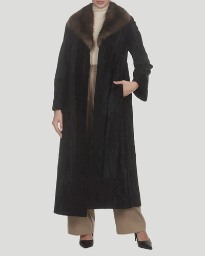 Shop Gorski Russian Broadtail Coat With Russian Sable Collar In Black