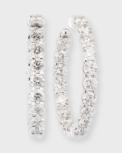 Shop Memoire 18k White Gold Petite Prong Round Diamond Hoop Earrings