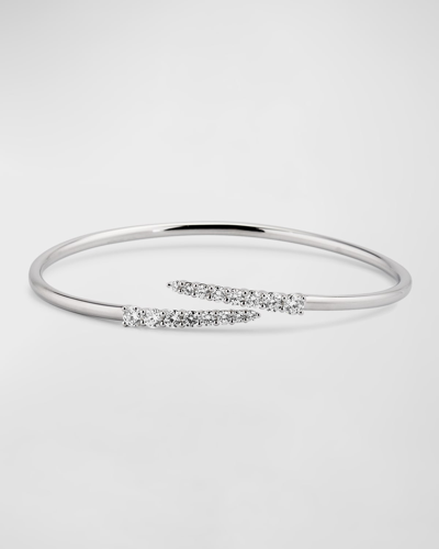Shop Memoire White Gold Diamond Bypass Bracelet In 10 White Gold