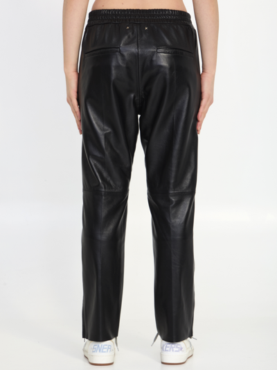 Golden Goose Leather Elastic-waist Cropped Trousers In Black