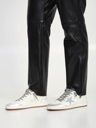 Golden Goose Leather Elastic-waist Cropped Trousers In Black