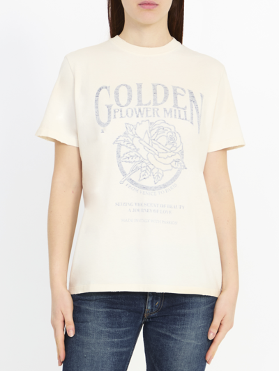 Shop Golden Goose Printed Tshirt In Cream