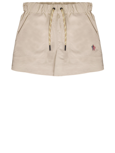 Shop Moncler Nylon Shorts In Beige