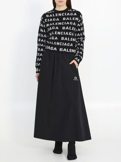 Balenciaga Logo Wool Sweater In Black