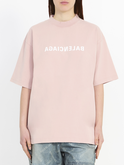 Shop Balenciaga Back Flip Tshirt In Pink