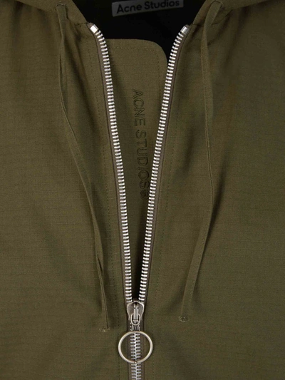 Shop Acne Studios Hood Bomber Jacket In Verd Militar