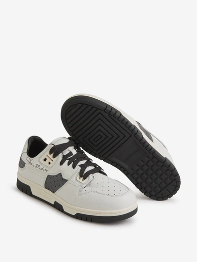 Shop Acne Studios Logo Leather Sneakers In Blanc