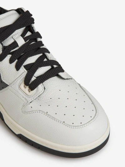 Shop Acne Studios Logo Leather Sneakers In Blanc