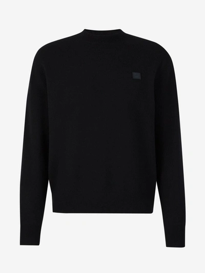 Shop Acne Studios Logo Wool Sweater In Negre