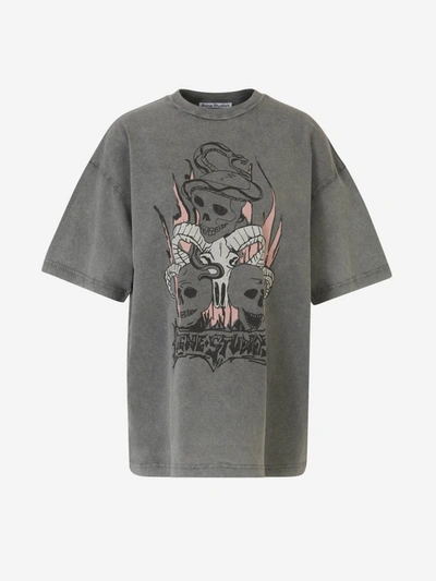 Shop Acne Studios Printed Cotton T-shirt In Gris Carbó