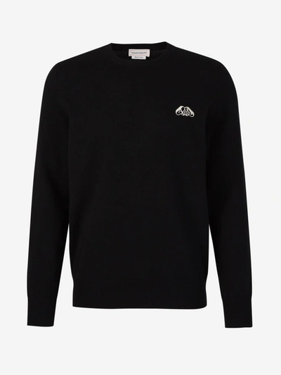 Shop Alexander Mcqueen Cashmere Logo Sweater In Negre
