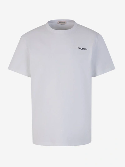 Shop Alexander Mcqueen Cotton Logo T-shirt In Blanc
