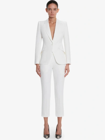 Shop Alexander Mcqueen Crepe Formal Pants In Ivori