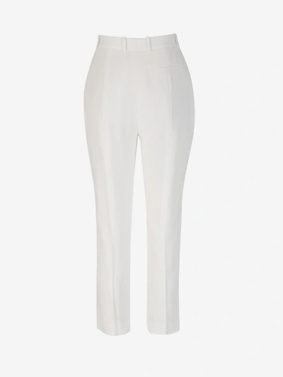 Shop Alexander Mcqueen Crepe Formal Pants In Ivori