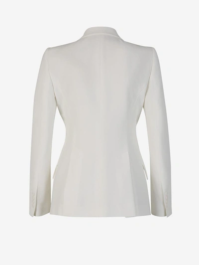 Shop Alexander Mcqueen Double-breasted Blazer In Blanc