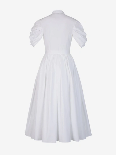 Shop Alexander Mcqueen Draped Cotton Dress In Blanc